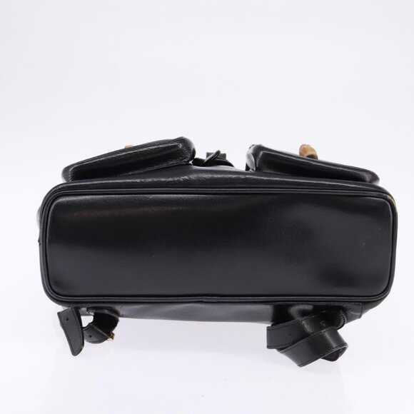 GUCCI Bamboo Backpack Leather Navy Gold 003 2058 0016 Auth gh884 - Picture 6 of 16